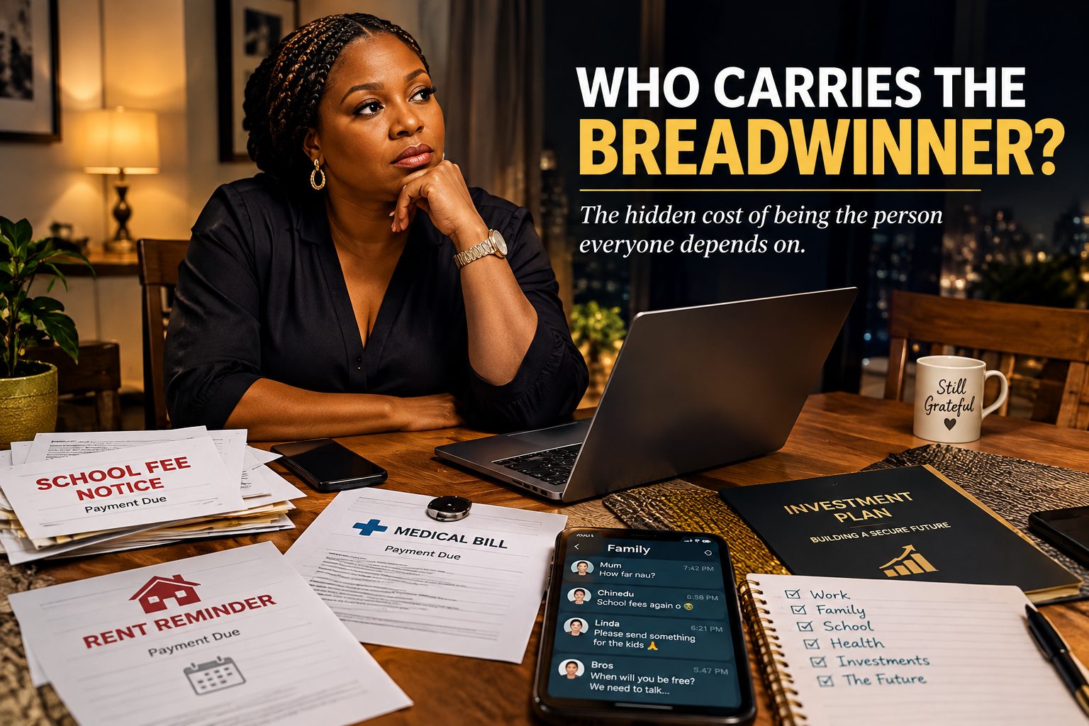 Is being the family breadwinner a position of strength, a financial risk, or both?