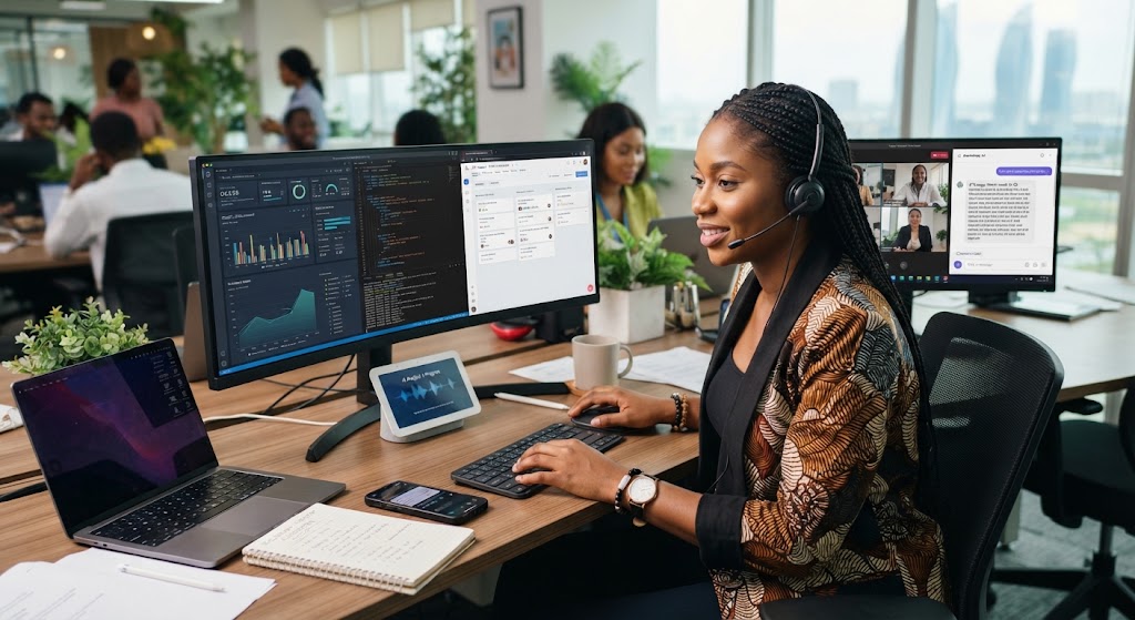 Nigerian professional examining how AI is changing jobs and workplace tasks